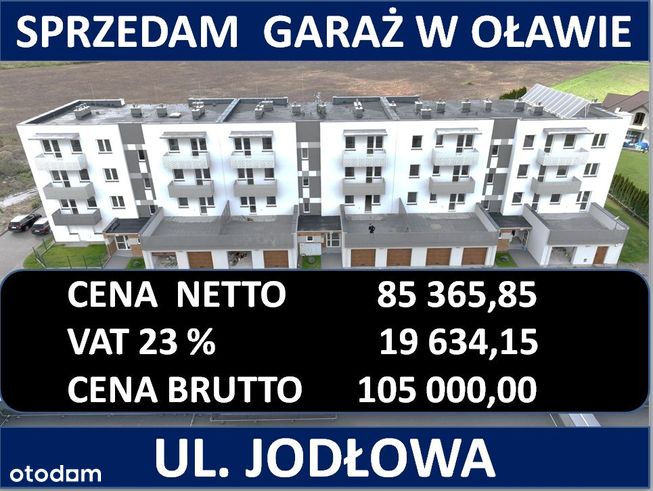 Garaż Oława sprzedam ul. Jodłowa- faktura vat 23%