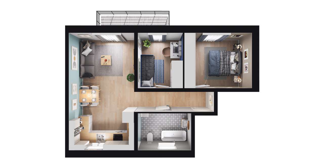 3-pokojowe mieszkanie 57m2 + ogródek Bezpośrednio - Pełny obrazek: 3/9