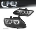 FARÓIS XENON ANGEL EYES LED DLR PARA BMW E92 E93 FUNDO PRETO - 1