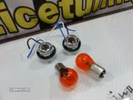 Kit universal de Lâmpadas laranja 2 polos + Ficha / Socket / suporte de lâmpadas de halogênio 2 polos - 4