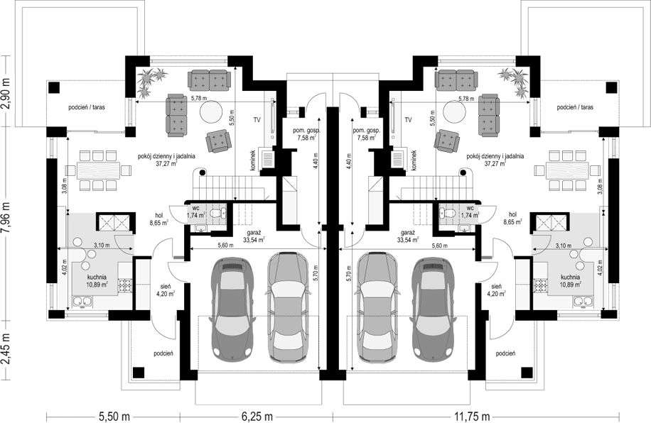 Nowoczesny dom w zabudowie blizniaczej - Klaudyn - Pełny obrazek: 4/15