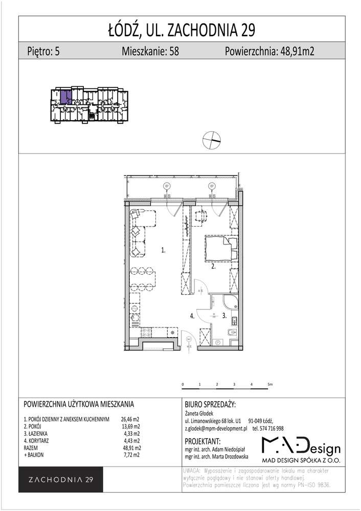 Zachodnia 29 | mieszkanie 2-pok. | 58 - Pełny obrazek: 2/7
