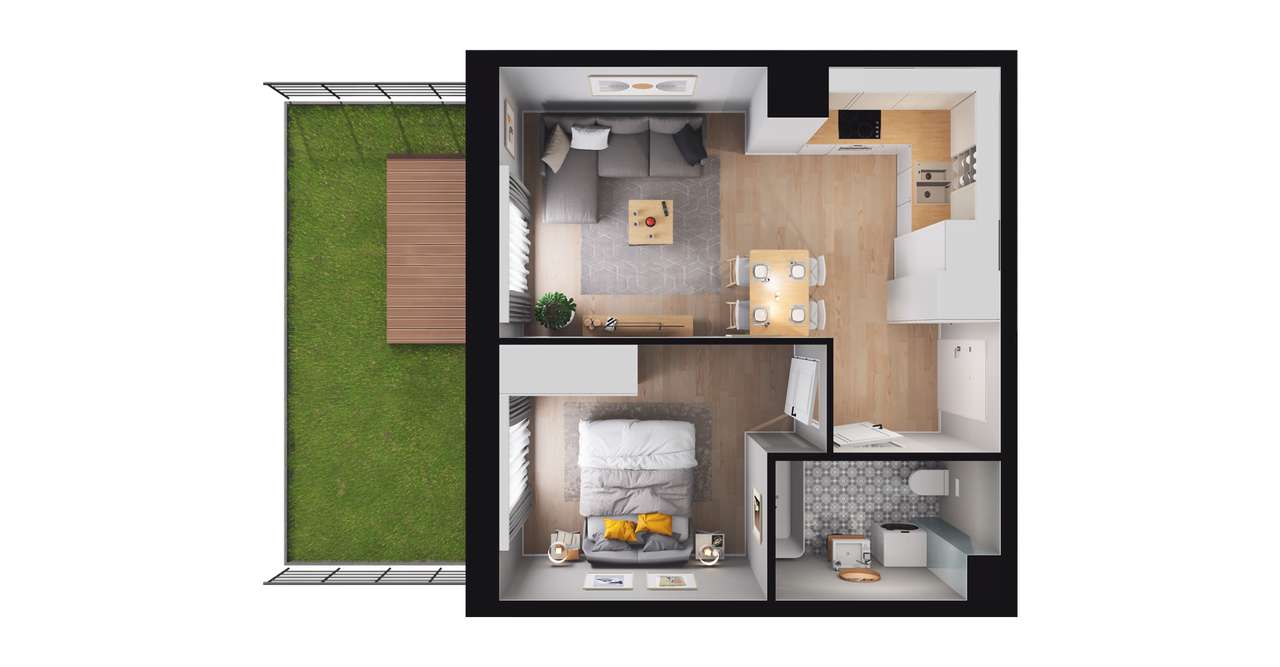 2-pokojowe mieszkanie 35m2 + ogródek Bezpośrednio - Pełny obrazek: 2/8