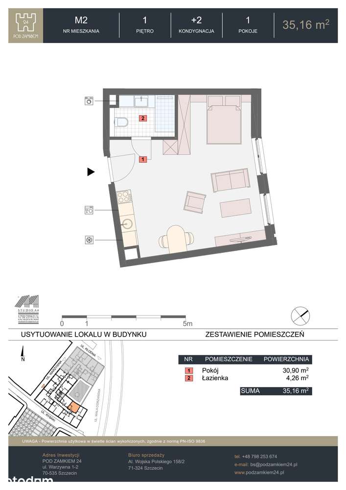1-pokojowe mieszkanie 35m2 Bezpośrednio - Pełny obrazek: 2/7