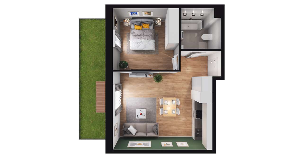 2-pokojowe mieszkanie 41m2 + ogródek Bezpośrednio - Pełny obrazek: 3/9