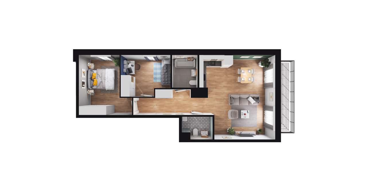 3-pokojowe mieszkanie 68m2 + balkon - Pełny obrazek: 2/8