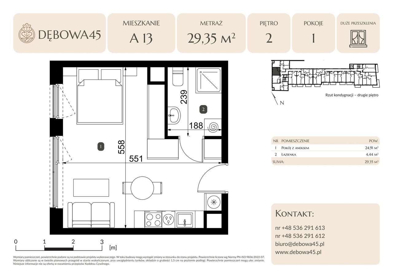 1-pokojowe mieszkanie 29m2 Bez Prowizji - Pełny obrazek: 2/7