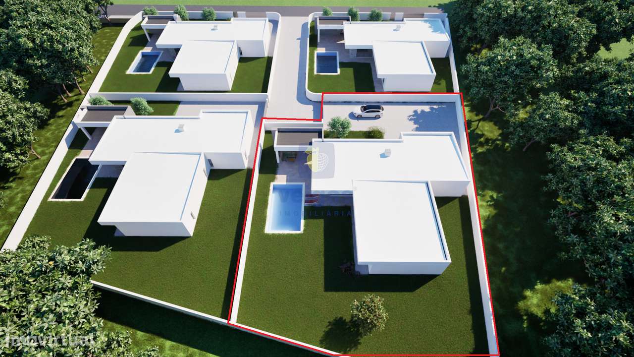 Moradia T3 térrea isolada nova com piscina em Pataias, a 10 km da Naza-7