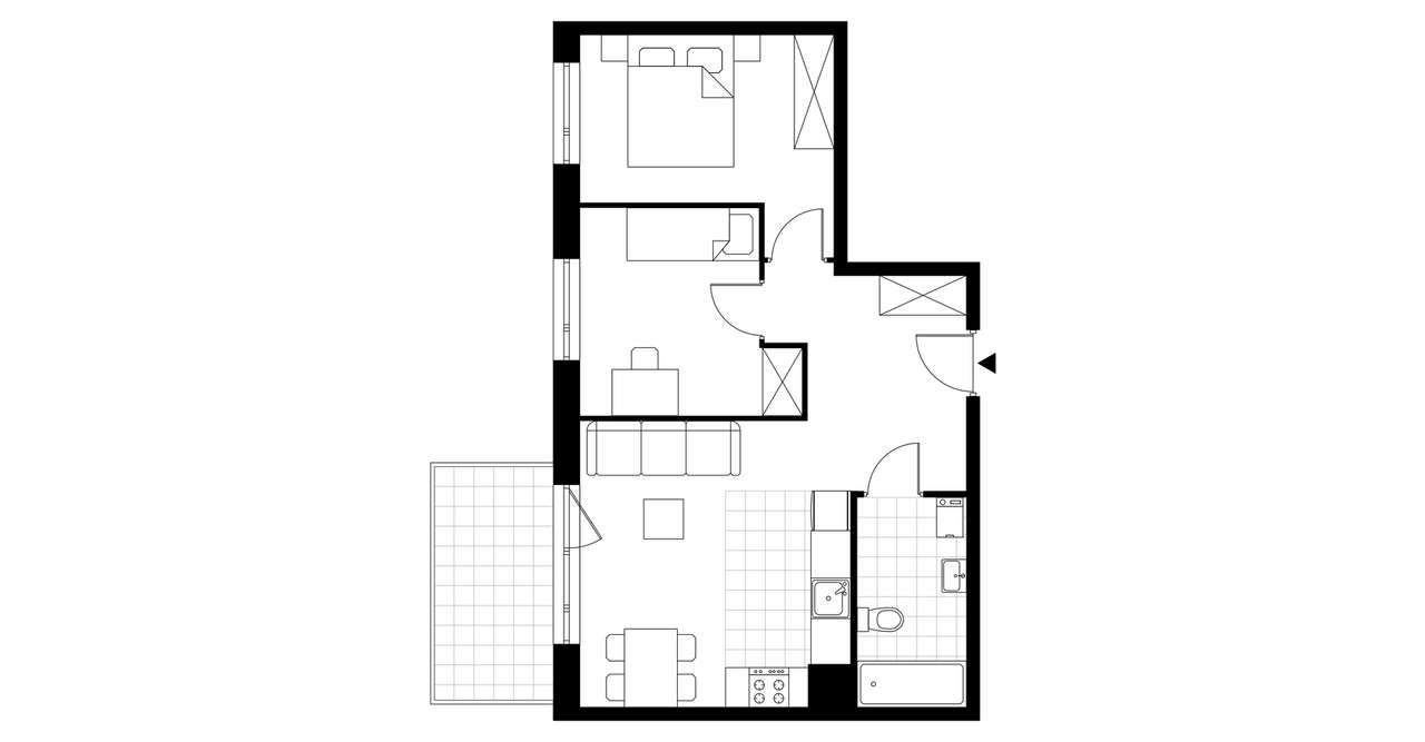 3-pokojowe mieszkanie 49m2 + balkon - Pełny obrazek: 2/8