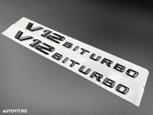 Set embleme Mercedes V12 Biturbo aripa Negru / Crom - 3