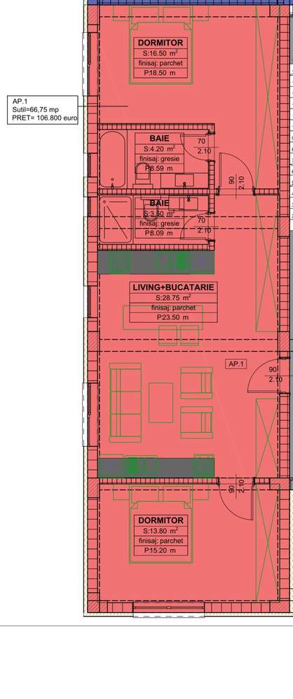 Apartament 3 camere, 2 grupuri sanitare, bloc nou-3
