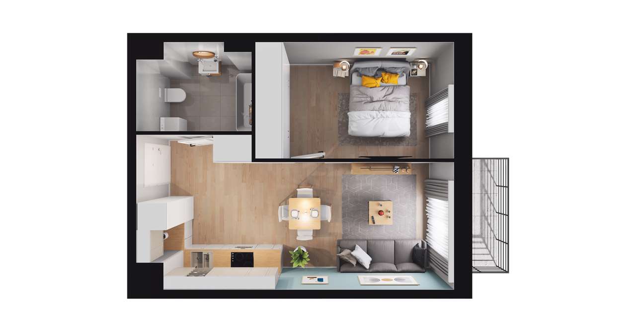 2-pokojowe mieszkanie 36m2 + balkon Bez Prowizji - Pełny obrazek: 2/8