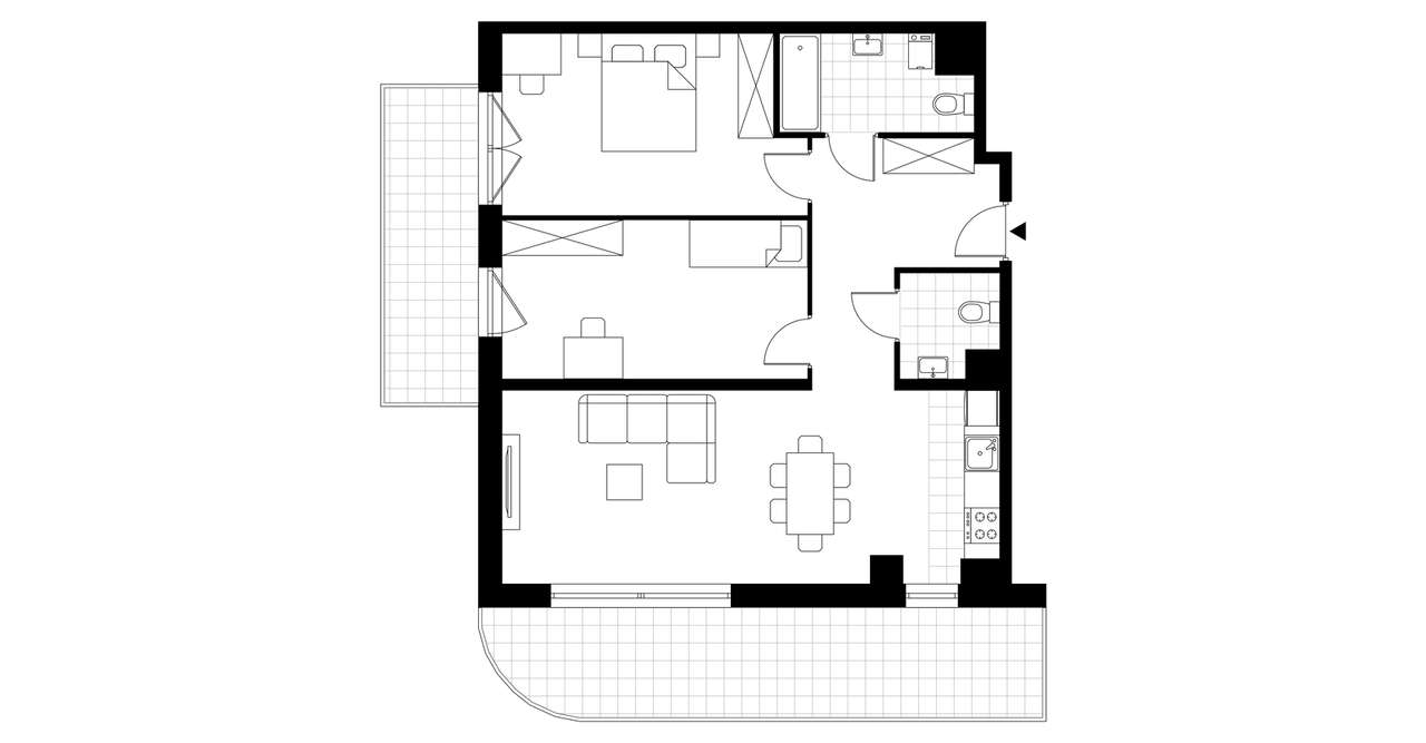 3-pokojowe mieszkanie 70m2 + 2 loggie - Pełny obrazek: 2/8