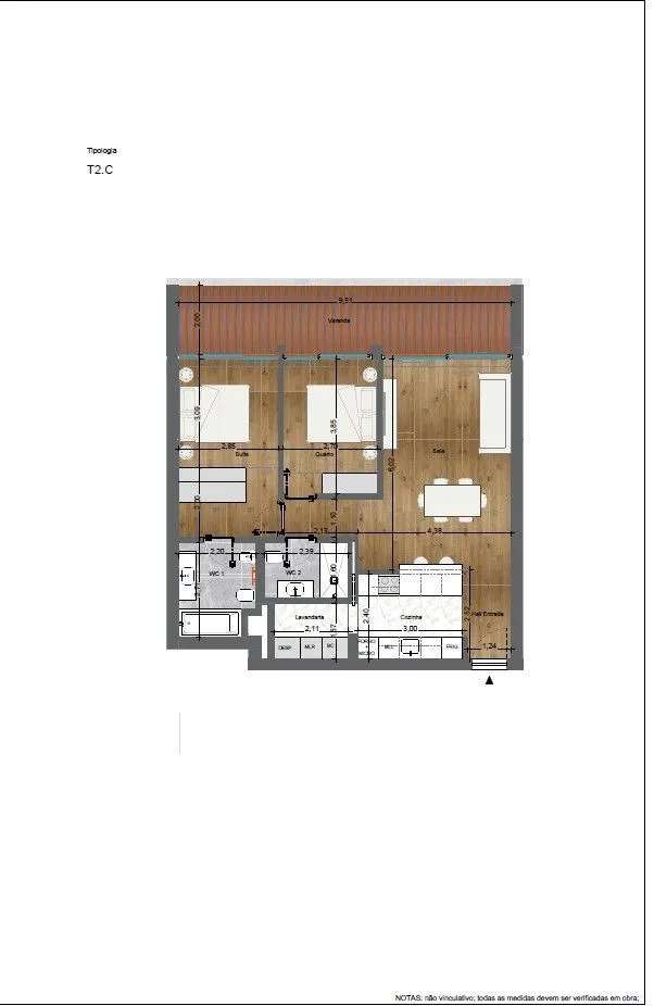 Apartamento T2  Varanda Douro Nobilis I 3º pisoPronto Habitar-12