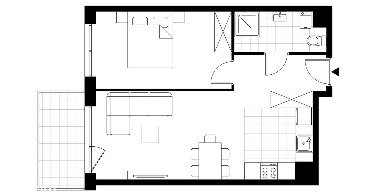 2-pokojowe mieszkanie 45m2 + balkon Bezpośrednio - Pełny obrazek: 4/9