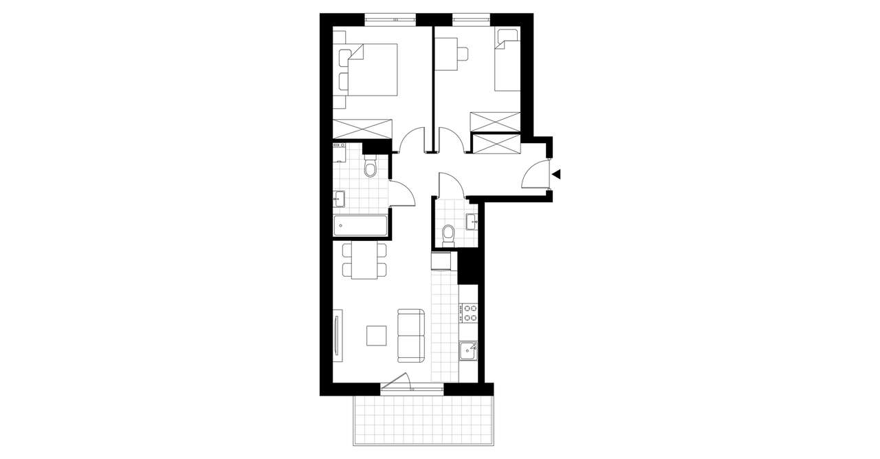 3-pokojowe mieszkanie 55m2 + balkon - Pełny obrazek: 3/8
