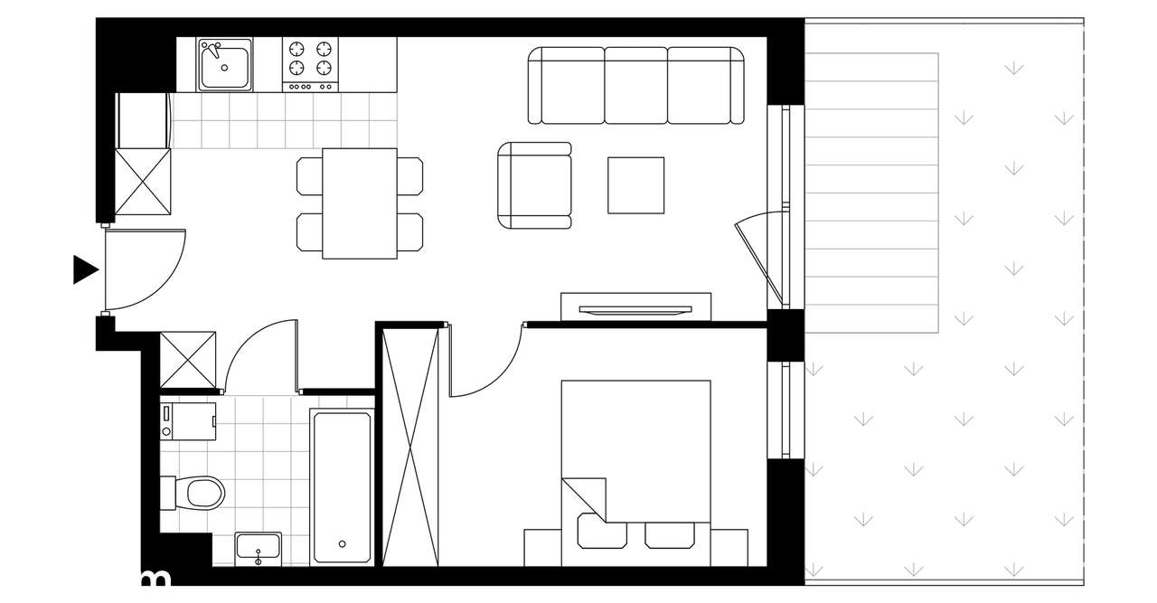 1-pokojowe mieszkanie 37m2 + ogródek - Pełny obrazek: 3/8