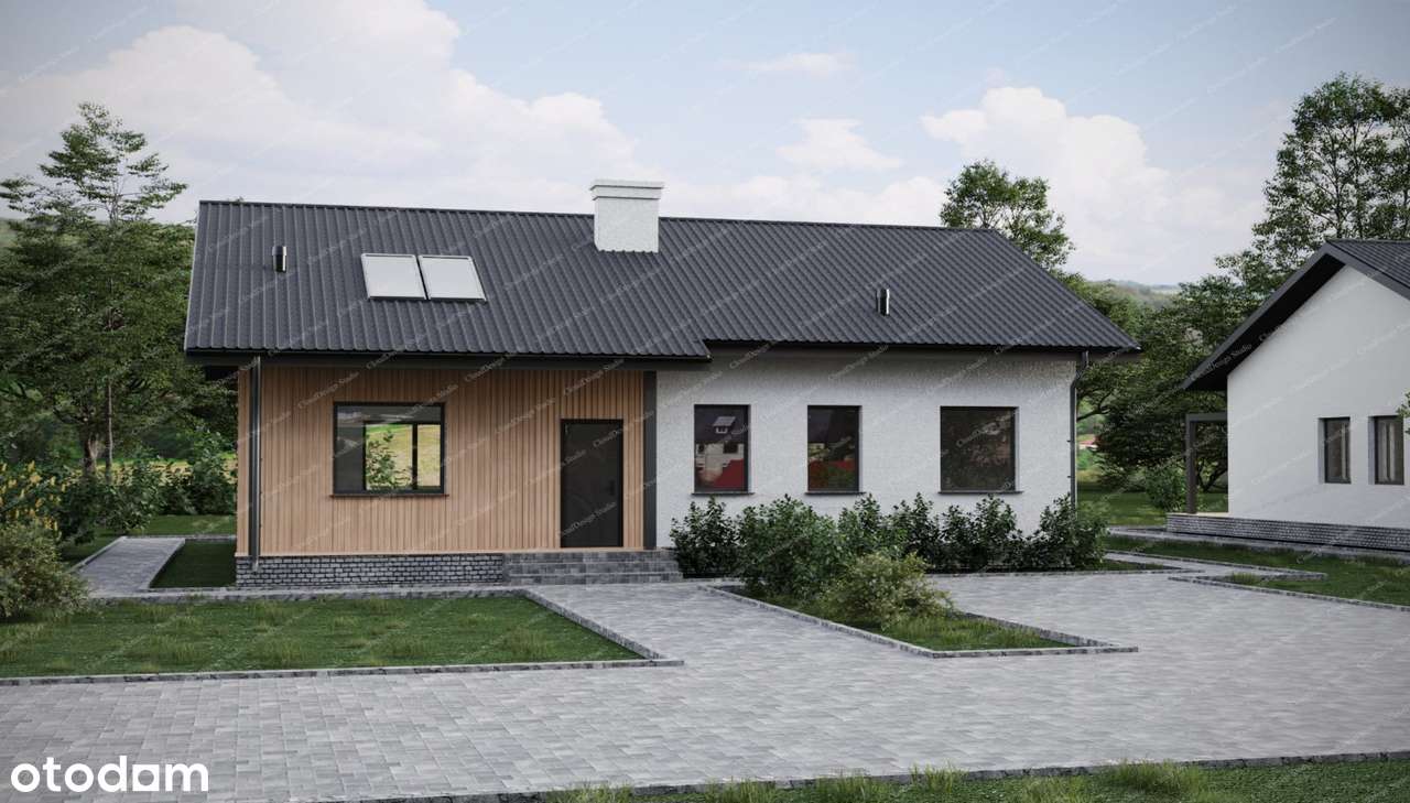 Nowy dom parterowy 127,66 m² z dużą działką 1200 m² Kameralne osiedle