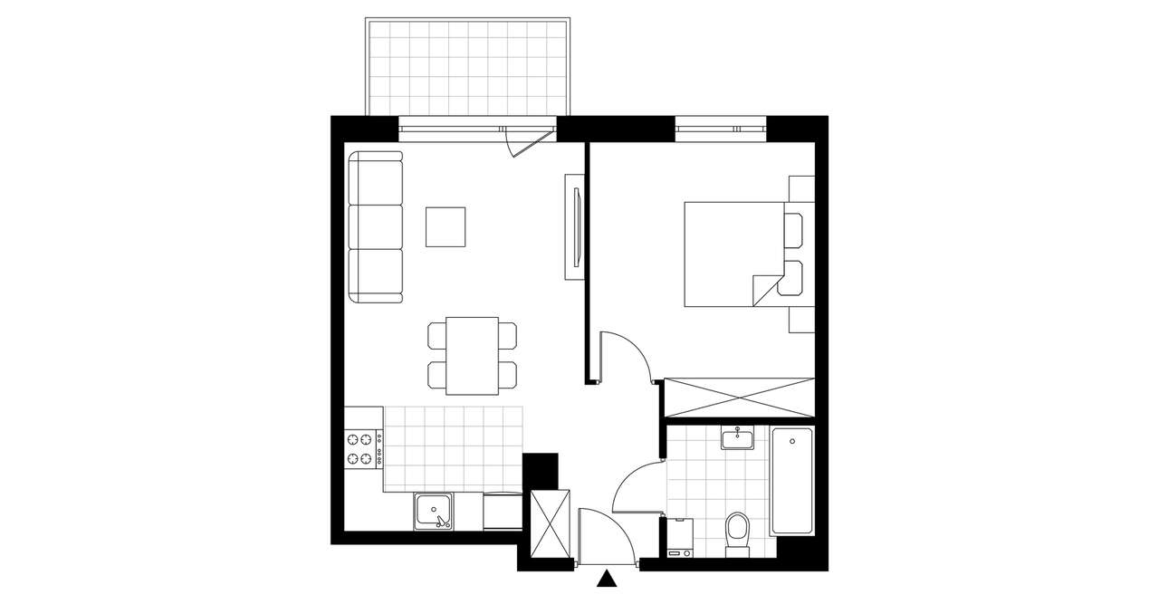 2-pokojowe mieszkanie 43m2 + balkon - Pełny obrazek: 3/8