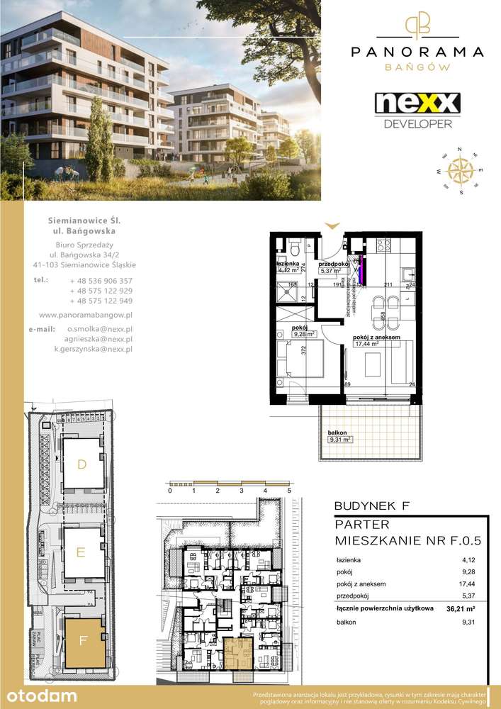 2-pokojowe mieszkanie 36m2 + balkon Bezpośrednio - Pełny obrazek: 2/5