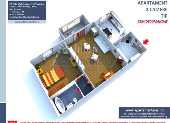 Apartament  2 camere Alexandru cel Bun , 42 metri, etaj 4 Cod:154642