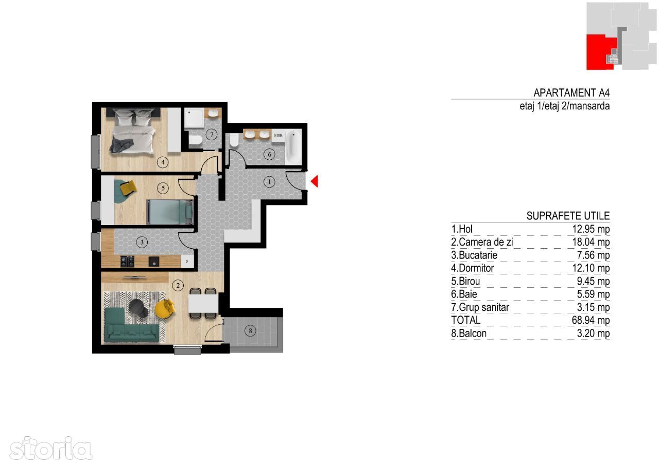 Apartament 3 camere / Otopeni / Penny-Luxury Residence-Decomandat