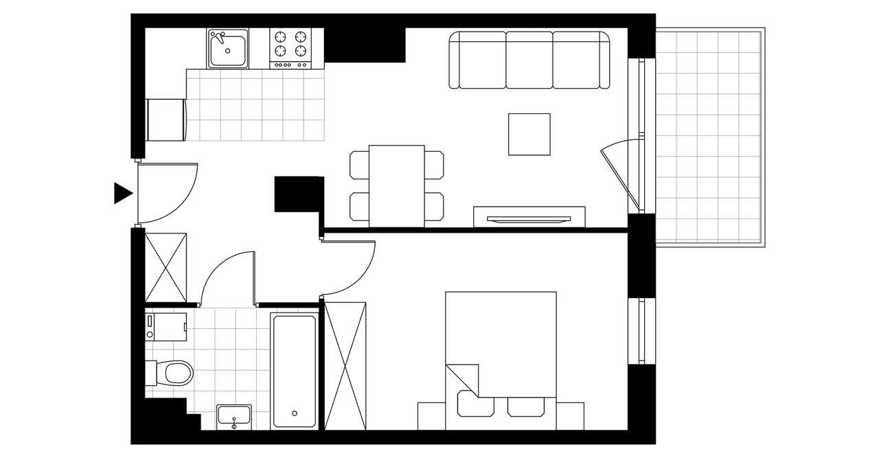 2-pokojowe mieszkanie 38m2 + balkon Bezpośrednio - Pełny obrazek: 3/8
