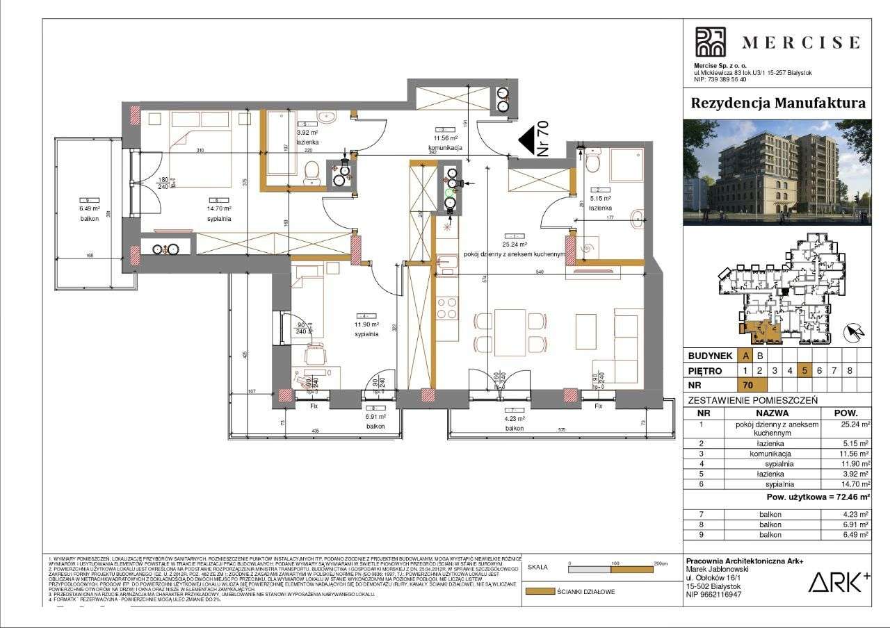 Rezydencja Manufaktura | Apartament 3-pok. | A70 - Pełny obrazek: 2/16