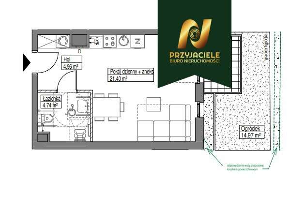 Stylowa kawalerka z ogródkiem Gdańsk - Pełny obrazek: 4/10
