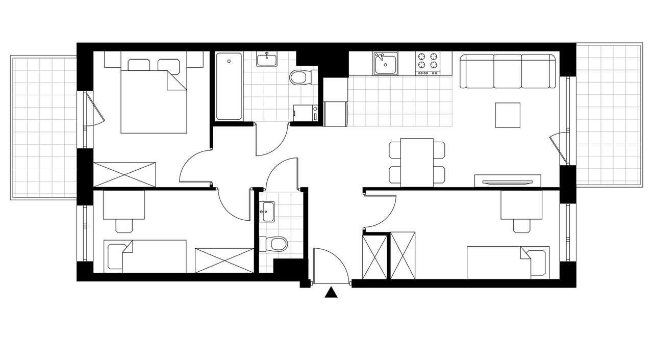 4-pokojowe mieszkanie 59m2 + 2 balkony - Pełny obrazek: 3/8