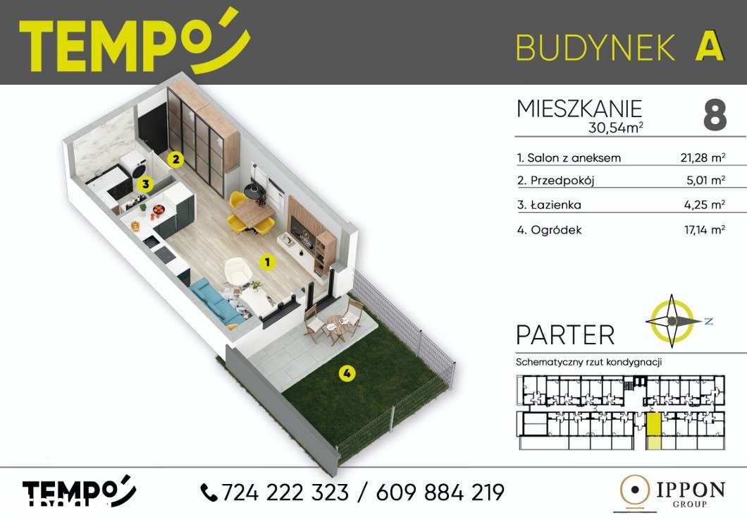 Osiedle TEMPO | kawalerka | A8 | ogródek | garaż | smart home - Pełny obrazek: 2/13