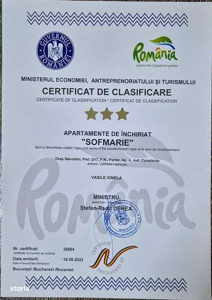 Apartament SofMarie inchirat regim hotelier Mamaia - Imagine principală: 4/4