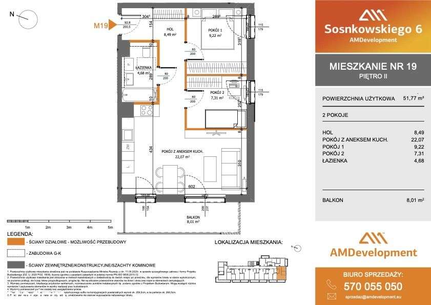M28 Mieszkanie 3 pokojowe z balkonem 51,77 m2 - Pełny obrazek: 4/18