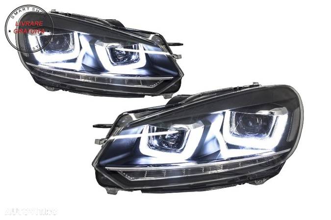 Faruri LED VW Golf 6 VI (2008-2013) Design Golf 7 3D U Design Semnal LED Dinamic- livrare gratuita - 2