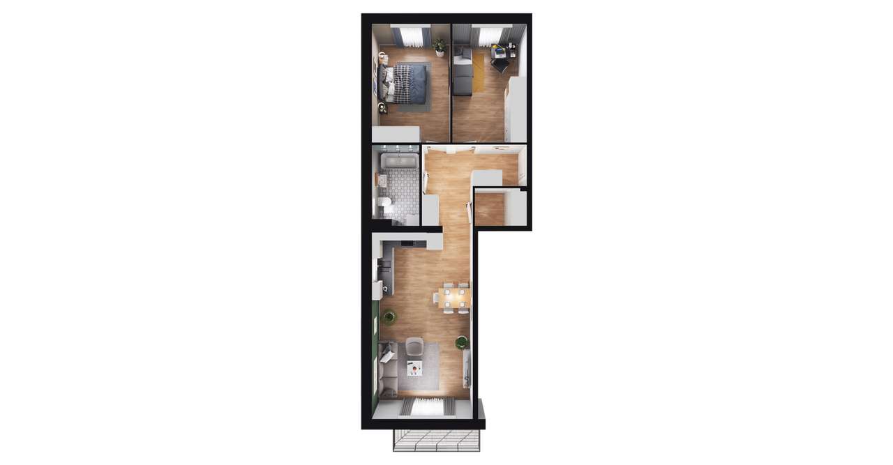 3-pokojowe mieszkanie 69m2 + balkon - Pełny obrazek: 2/8