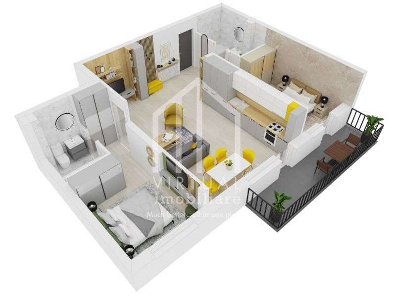 Apartament finisat la cheie cu 3 camere 67.90 mp+balcon |Doamna Stanca - Imagine principală: 3/6