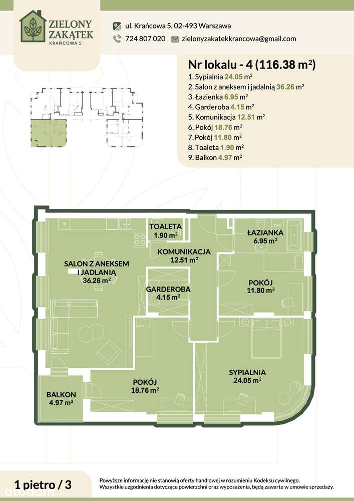 Apartament 116,38m2 Warszawa/Stare Włochy/klimatyzacja w standardzie - Pełny obrazek: 2/8