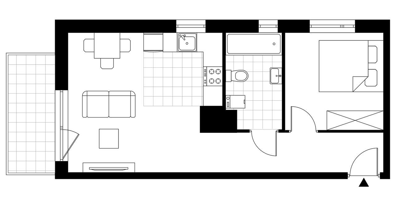 2-pokojowe mieszkanie 40m2 + balkon Bezpośrednio - Pełny obrazek: 2/7