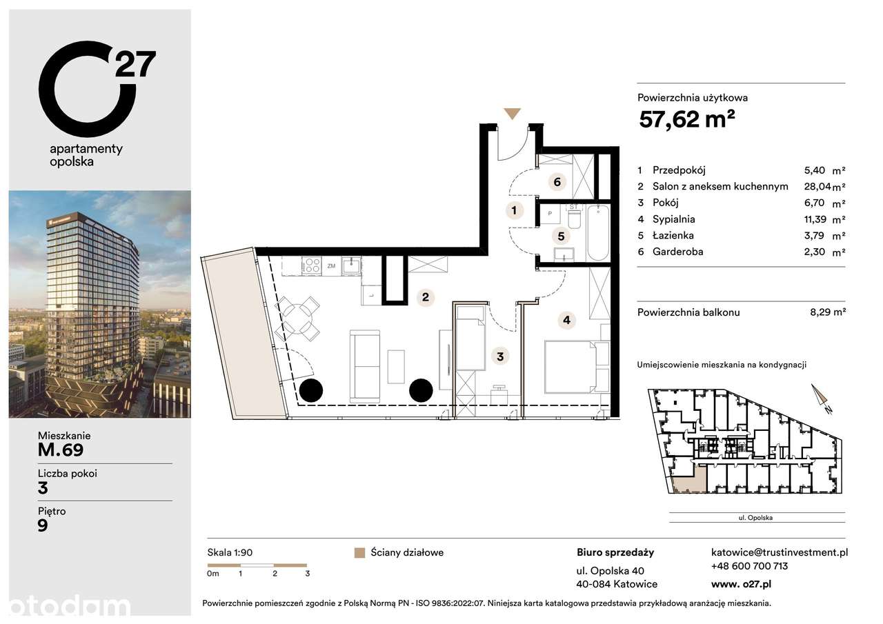 3-pokojowe mieszkanie 57m2 + balkon Bezpośrednio - Pełny obrazek: 3/10