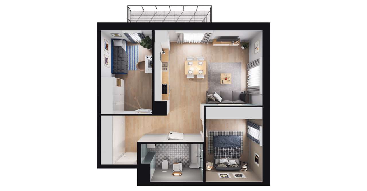 3-pok. mieszkanie 55m²+balkon | gotowe do odbioru - Pełny obrazek: 2/8