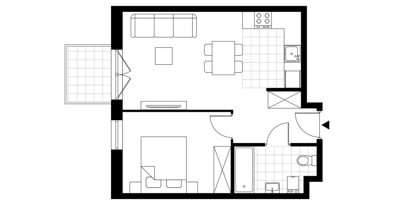 2-pokojowe mieszkanie 40m2 + balkon Bezpośrednio - Pełny obrazek: 3/8
