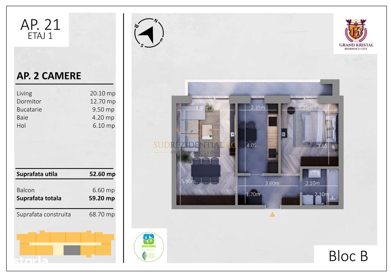 Apartament decomandat, 2 camere, langa Parc Tudor Arghezi, Sector 4 - Imagine principală: 5/20