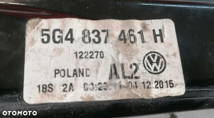 VW GOLF VII 15r MECHANIZM LEWY PRZÓD 5G4837461H - 2