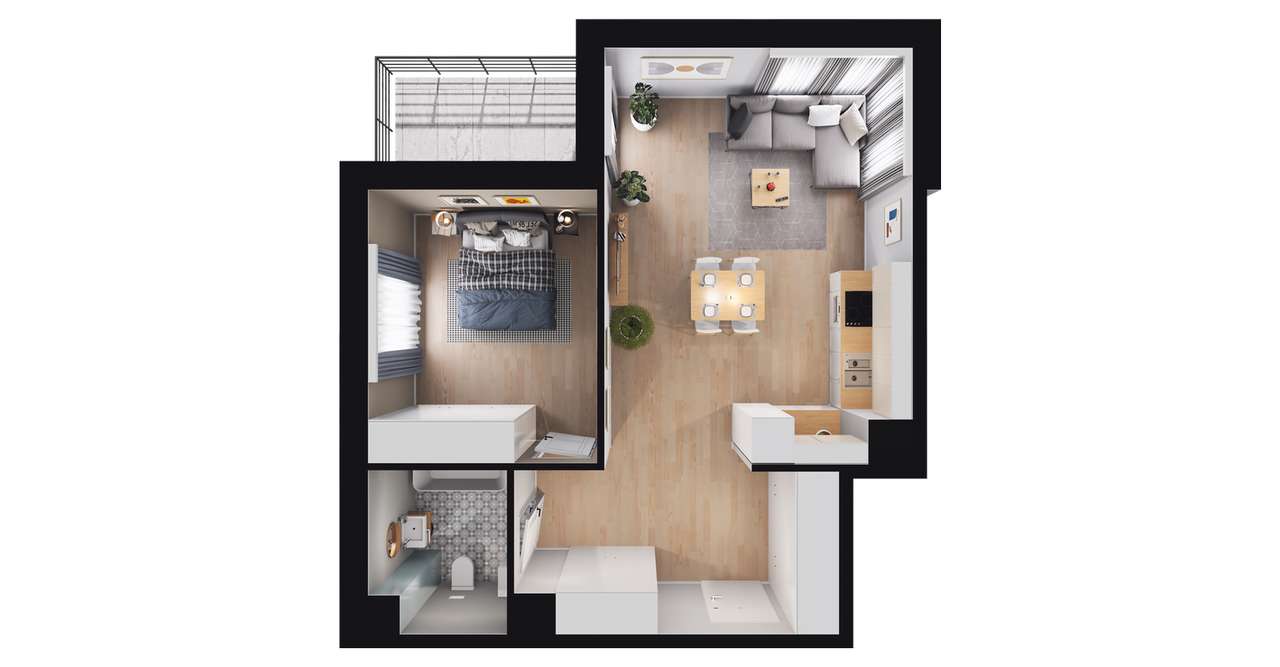 2-pokojowe mieszkanie 51m2 + loggia Bez Prowizji - Pełny obrazek: 2/8