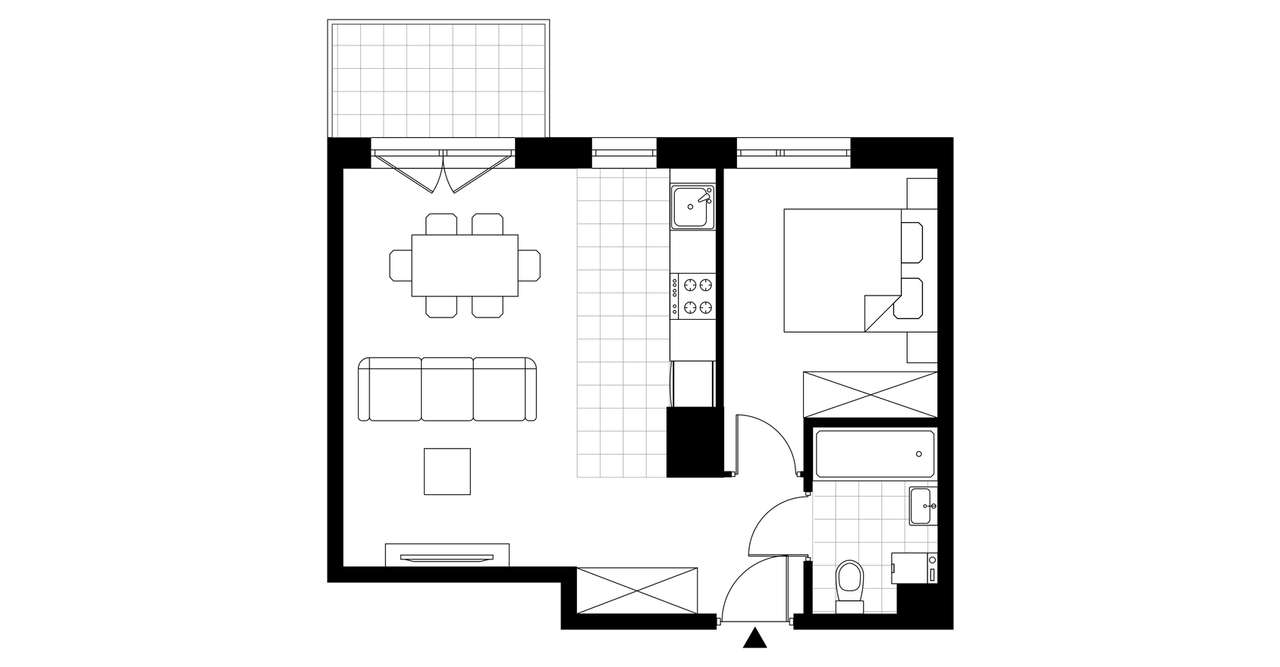 2-pokojowe mieszkanie 45m2 + balkon - Pełny obrazek: 3/8