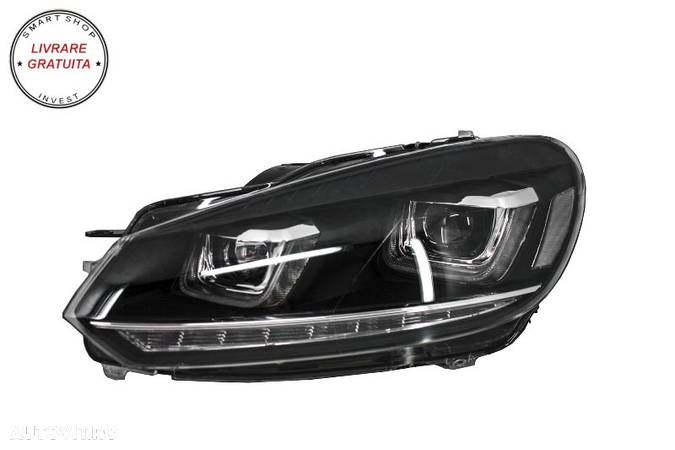 Faruri LED VW Golf 6 VI (2008-2013) Design Golf 7 3D U Design Semnal LED Dinamic- livrare gratuita - 5