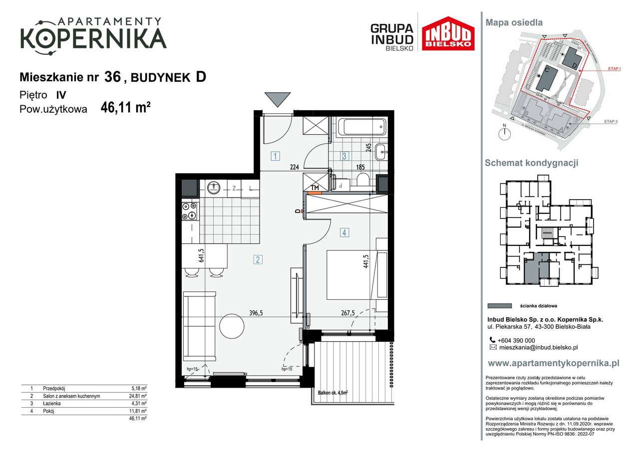 Apartamenty Kopernika | mieszkanie 2-pok. | D_36 - Pełny obrazek: 3/8