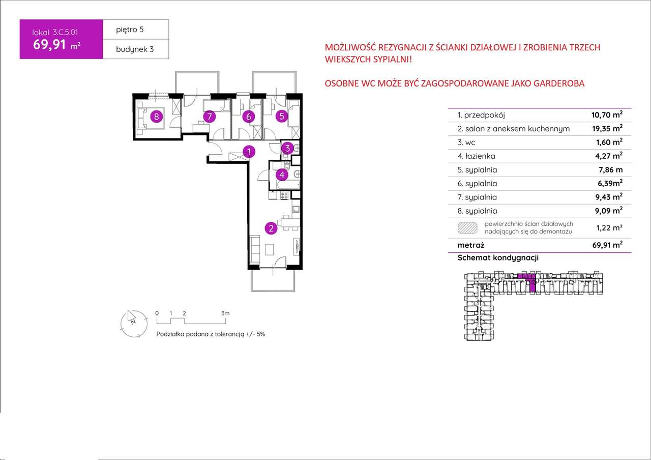 Uwaga! TRZY BALKONY! Ustawne! 5 pokoi! GARDEROBA! Słoneczne-Południowe-5
