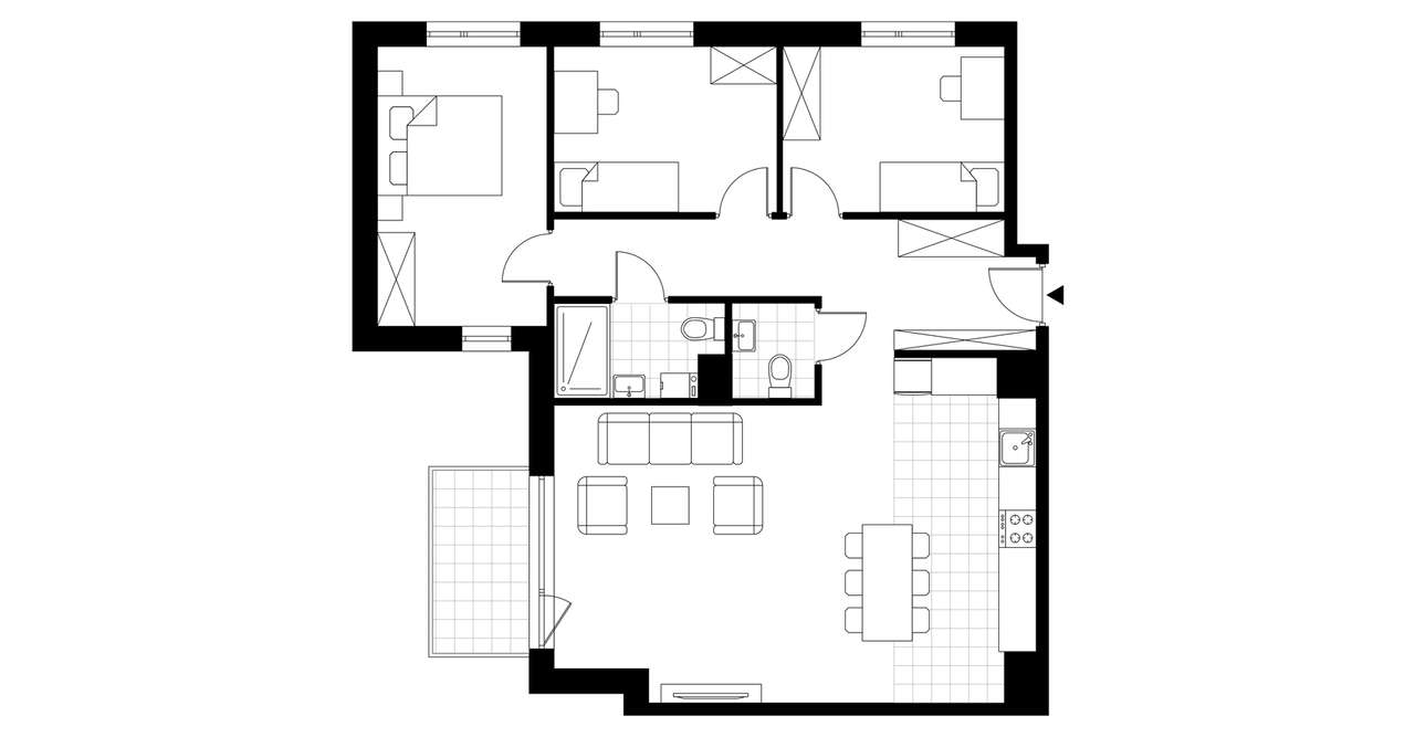 4-pokojowe mieszkanie 88m2 + balkon Bezpośrednio - Pełny obrazek: 3/8