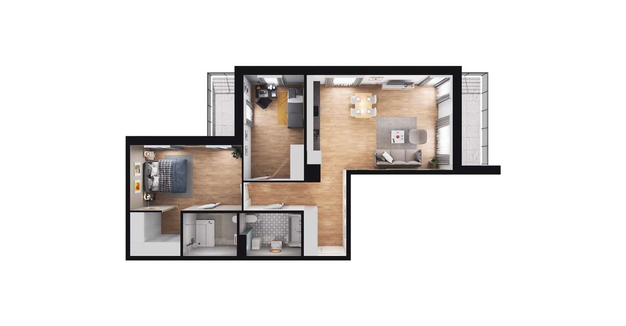 3-pokojowe mieszkanie 77m2 + 2 balkony - Pełny obrazek: 2/8